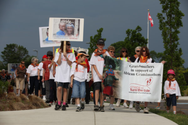 Grandmothers and grandothers raising funds and awareness through the annual Stride to turn the tide walk.