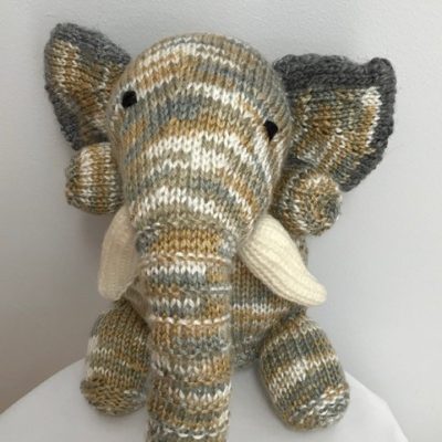 Brown and Grey knitted elephant