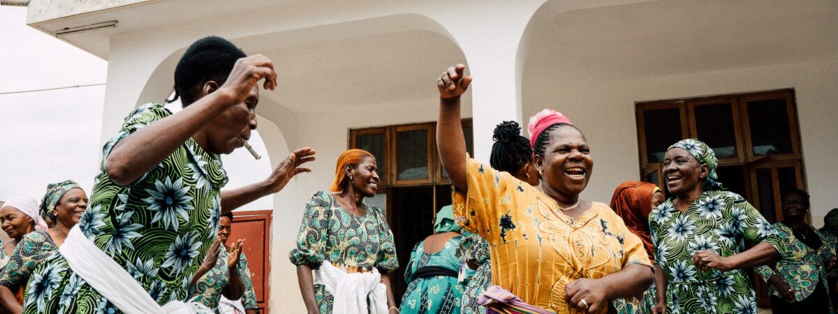 African grandmothers laughing and celebrating